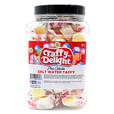 Taffy Delight Pina Colada Salt Water Taffy 16oz Jar 